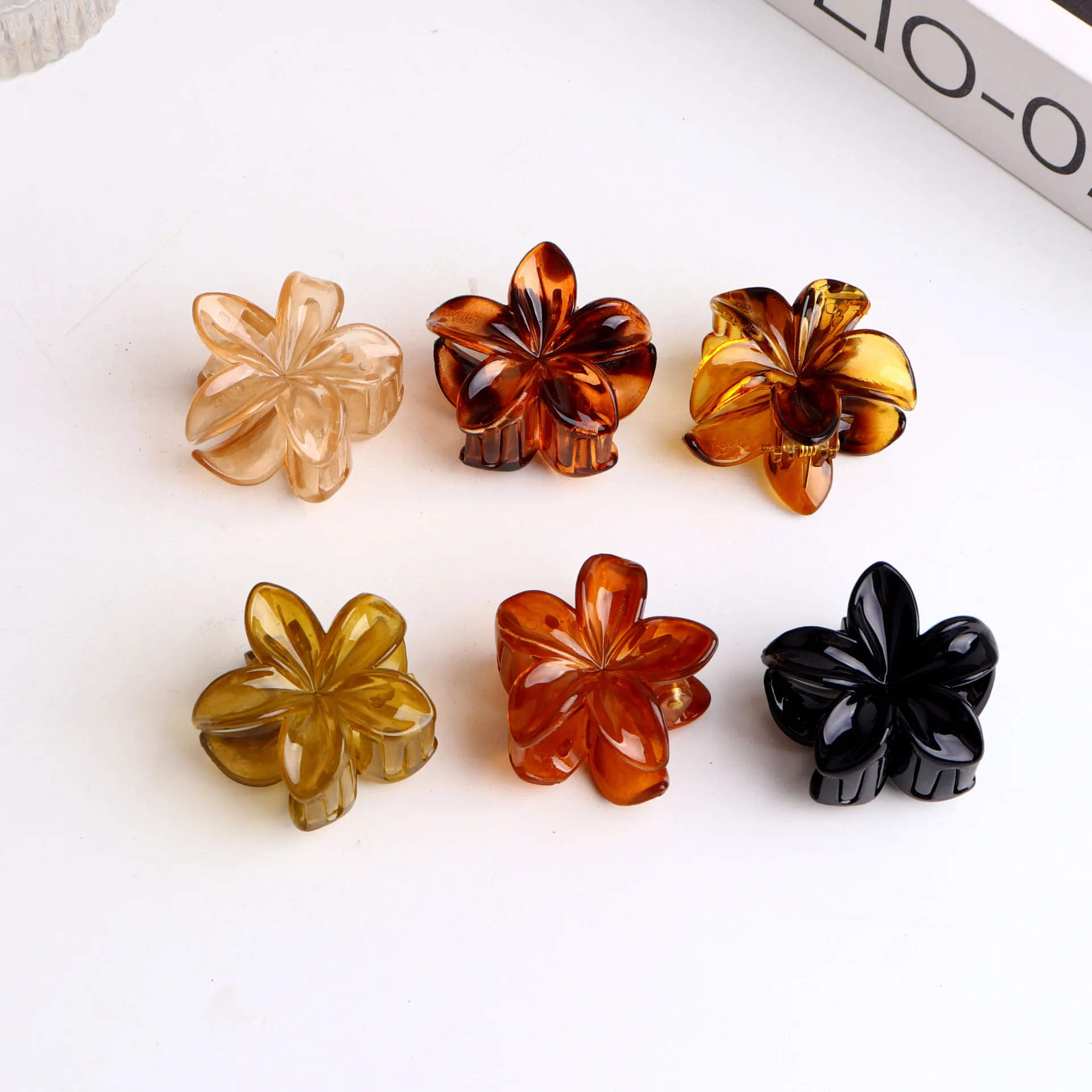 6Pcs/set Vintage Amber Leopard Print Color Jelly Flower Small Hair Clips Claw Clamp Hairpin Barrette Headdress Hair Accessories - view 3