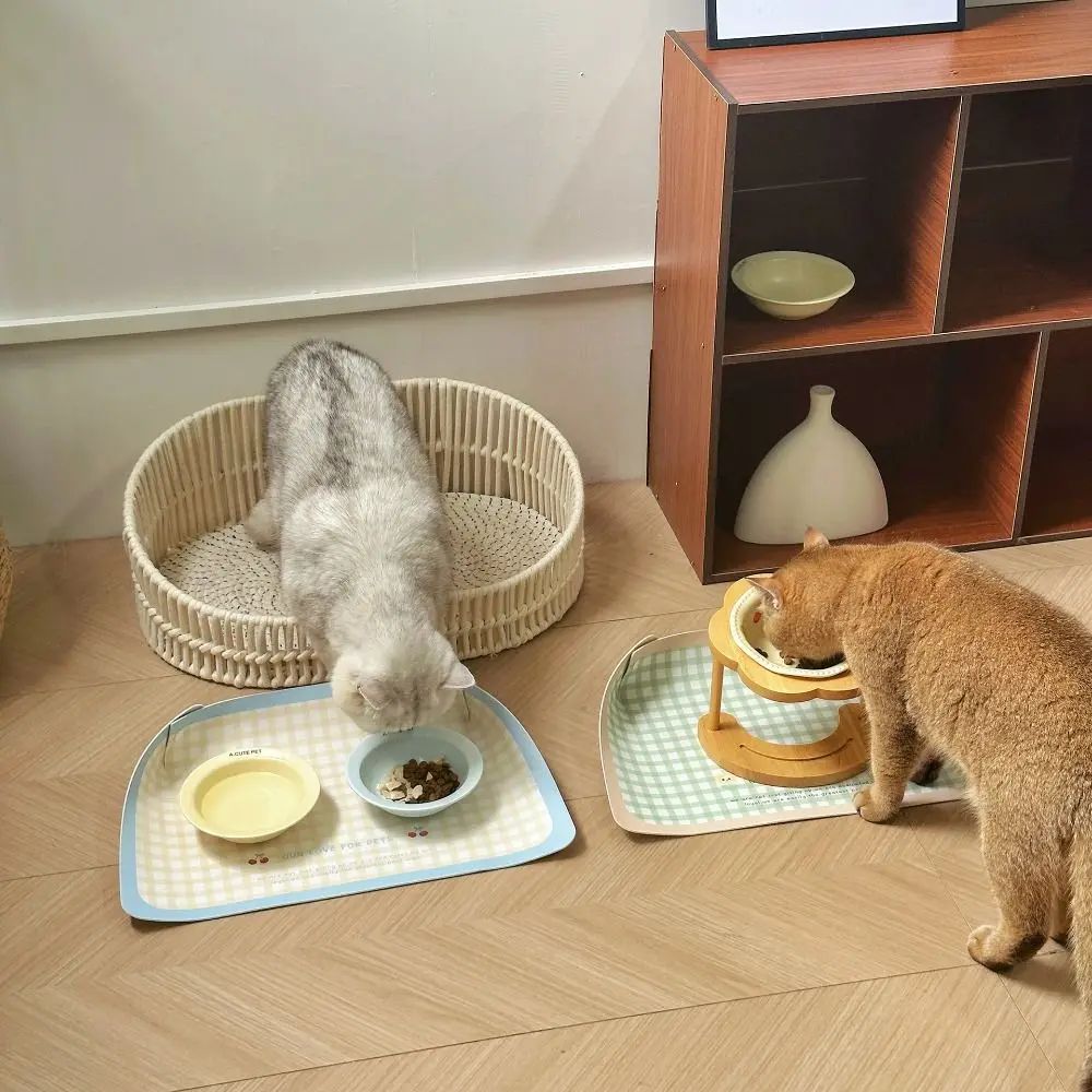

PU Leather Pet Anti Spill Placemat Waterproof Folding Cat Bowl Mat Oil Resistant Anti Slip Pet Feeding Mat