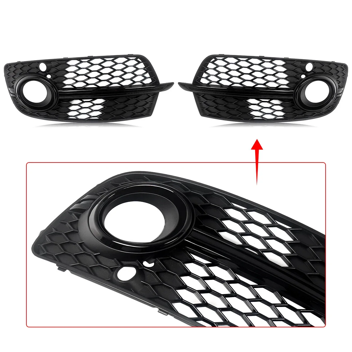 

Fit For Audi Q5 Sport Front Bumper Fog Light Grille S-Line 2013-2017 Front Fog Lamp Cover Case Frame Black Pair Car Accessories