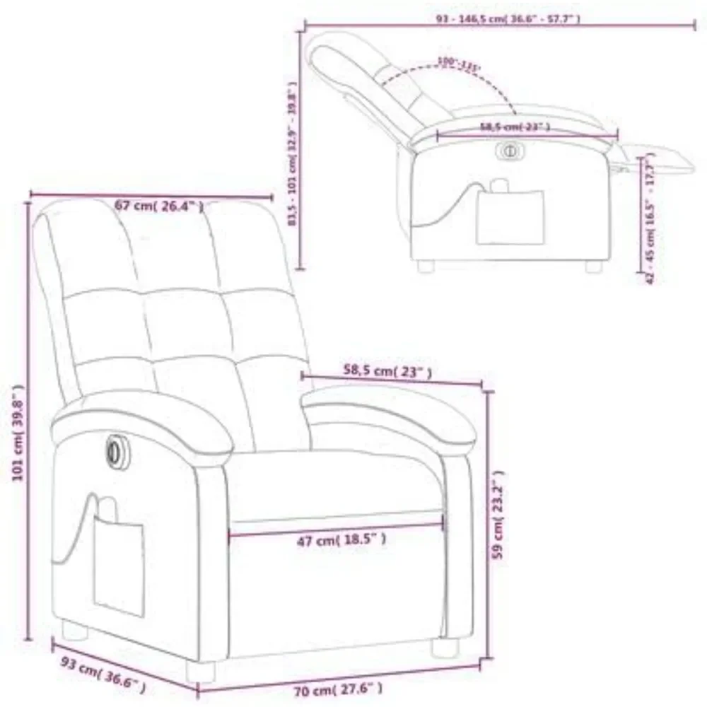 Electric Massage Recliner Chair with Footrest ，Adjustable Recliner Sofa with Massage for Elderly Adult ，Upholstered Reclining