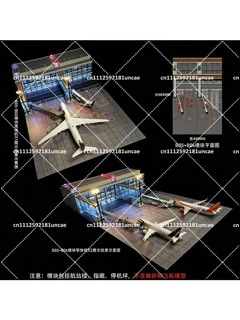 08 Hangar 1:200 Airport Module Terminal Apron Model with Lighting