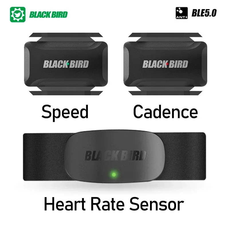 

Black Bird Heart Rate Cadence Sensor Speed Speedometer ANT+ Bluetooth 5.0 Compatible with Garmin IGP Bryton Bike Computer