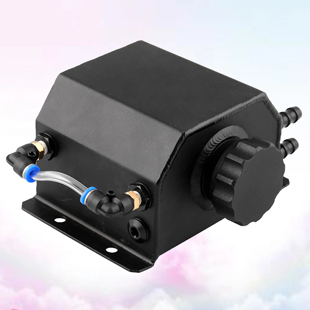 

1L Aluminum Catch Can Car Oil Separator Ventilated Reservoir Universal Fit Drain Plug Black Lightweight Durable Engine Cooling