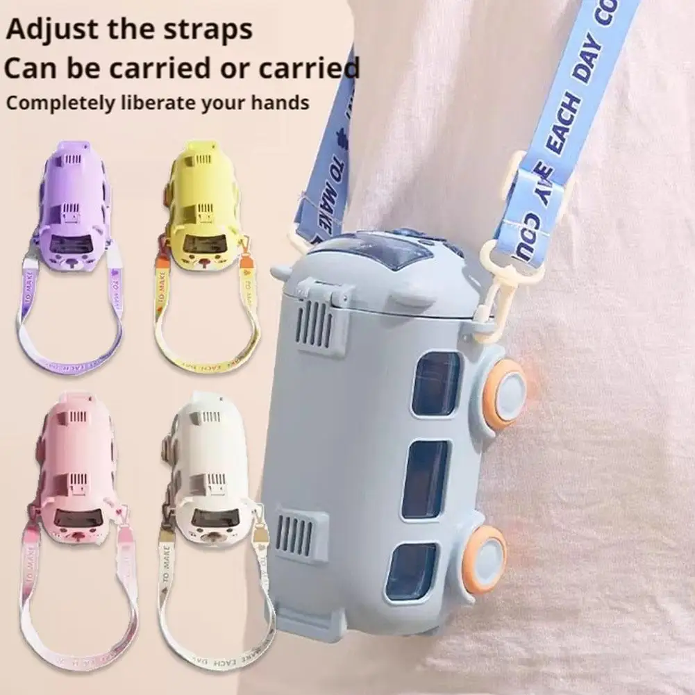 Cartoon Bus Straw Cup Children Drink Ware Cute Large Capacity Outdoors Car Water Cup Bounce Straw Kettle