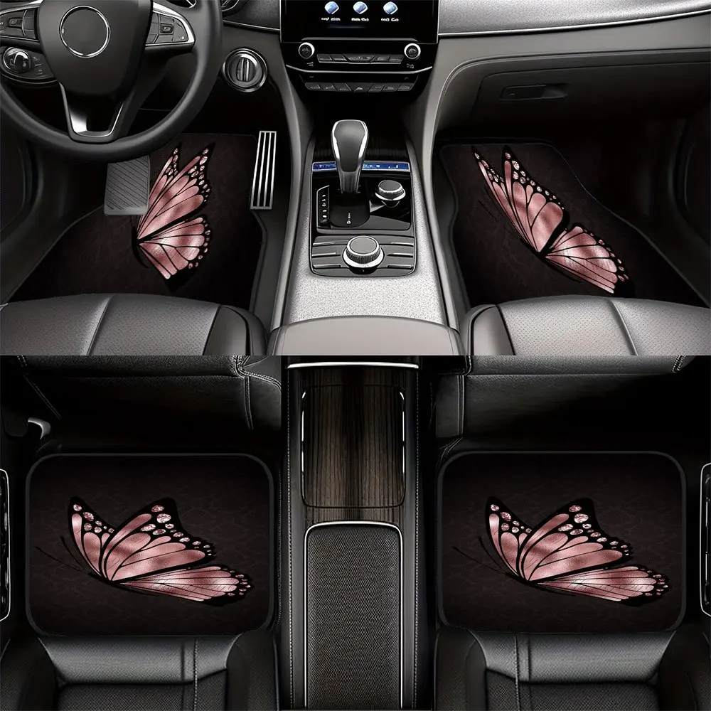 

4pcs Butterfly Durable Car Floor Mats, Suitable For Vehicle Interior Use To Enhance Driving Comfort And Designed Specifically Fo