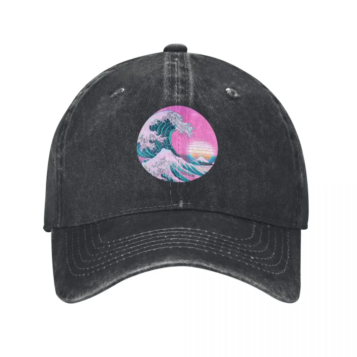 Vaporwave Great Wave Off Kanagawa Estética Retro Sunset Gorra de béisbol Sombreros de algodón Gorras de vaquero Unisex