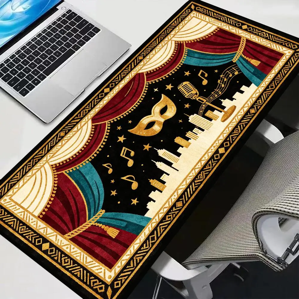 Retro American Badge Persian Rug Pattern Gaming Mouse Pad Large Size Smooth Glide For Trendy Desk