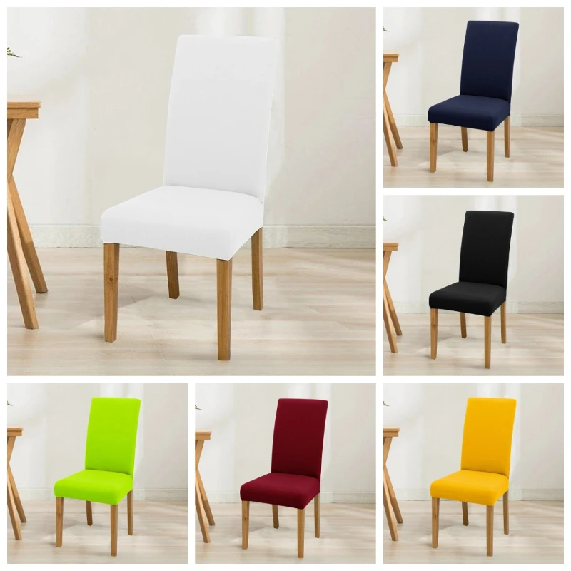 2/4/6pcs Spandex Stretch Slipcovers Chair Seat Covers Elastic Adjustable Chair Cover Kitchen Dining Room Wedding Banquet Home