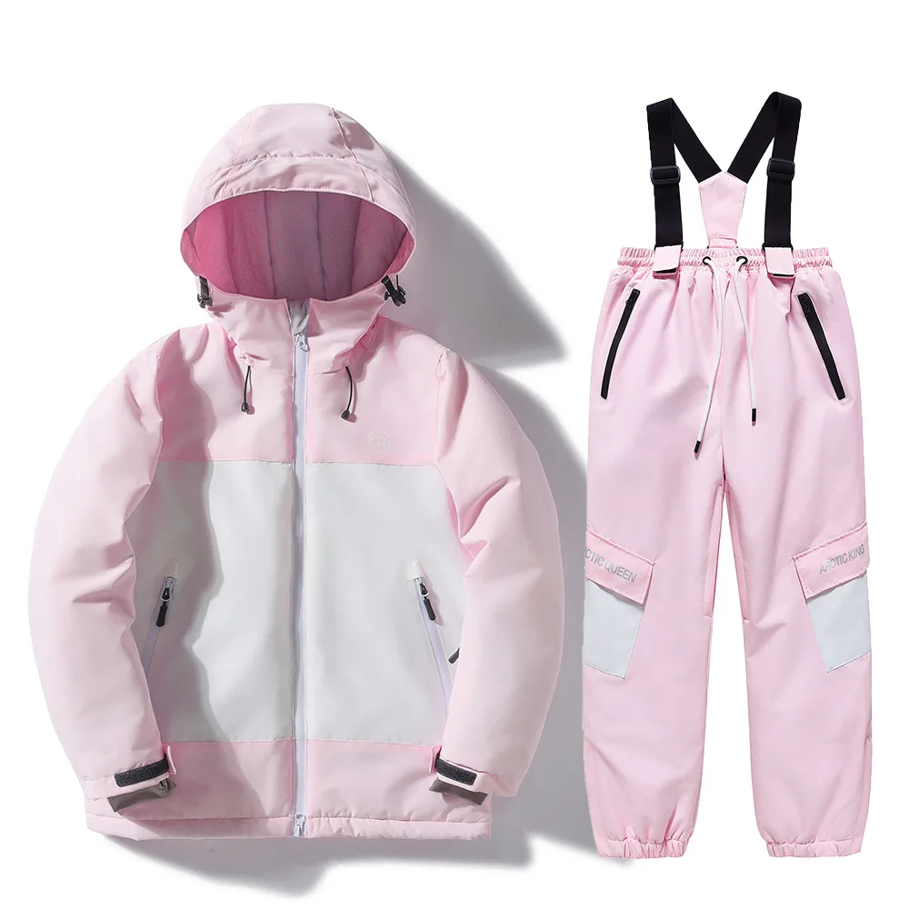 Thick Children Ski Suit Waterproof Windproof Breathable Thermal Winter Outdoor Sports Snowboard Clothing Kids Ski Wear Girl Boy