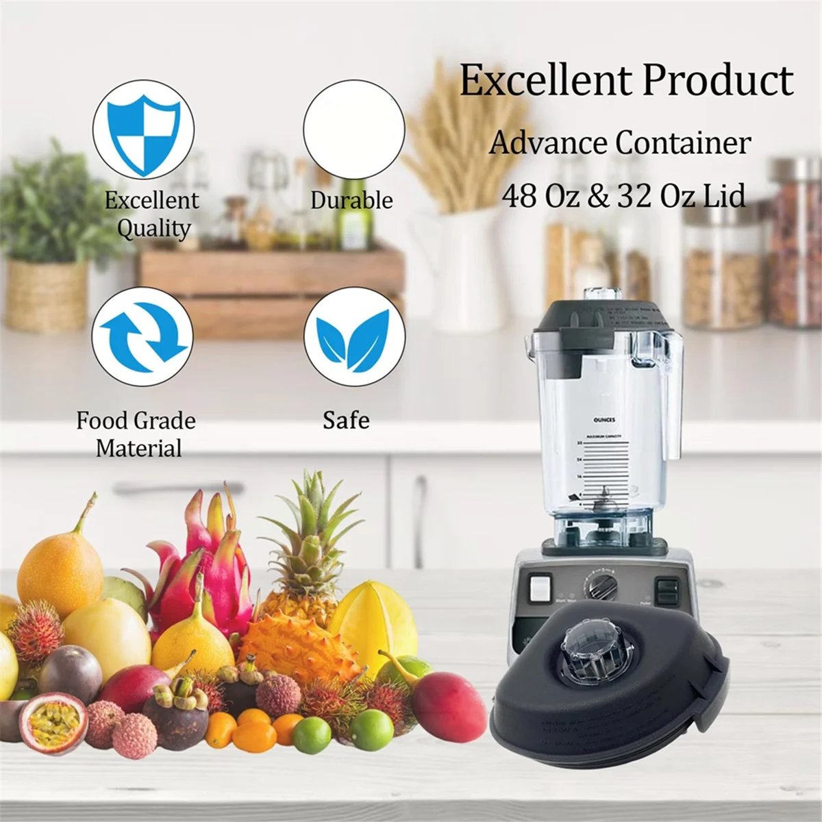 Newest! For Vitamix Advance Container Lid 48 Oz & 32 Oz,for Vitamix VM0145,the Quiet One,Drink Machine Advance Blender Top Lid