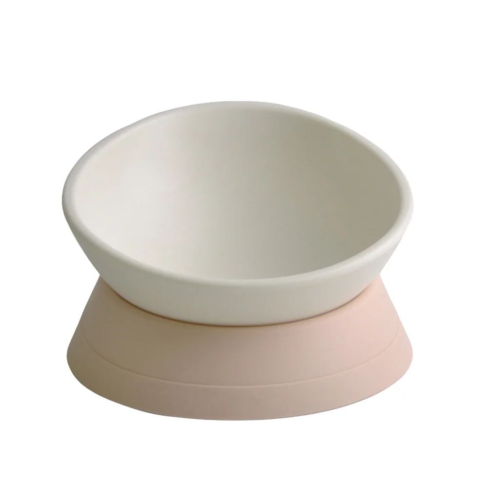 

Dogs Resin Cat Food Slanted Pet Elevated Resin Cat Bowl Dog Slanted Pet Bowl Feeding Dish Anti-Spill Pink