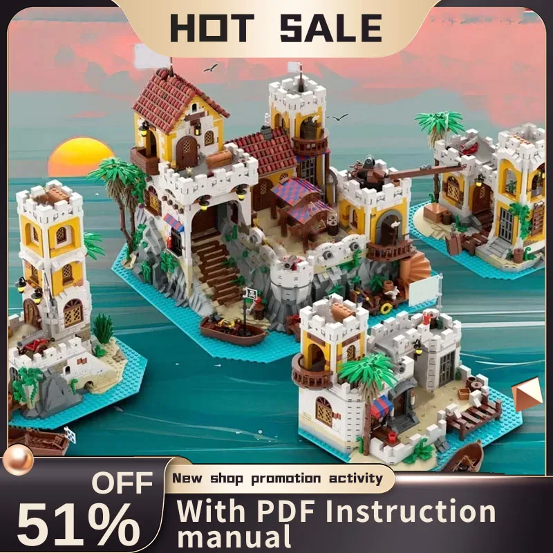 

New 7521Pcs Moc European Medieval Pirates Series View Imperial Soldiers Model Building Blocks Diy Creative Ideas Toy Gift 6276