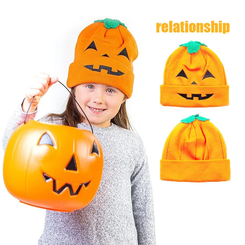 

Halloween Pumpkin Knitted Beret Hat Winter Warm Family Set for 0-3 Years Kids Party Decoration Gifts Fashion Funny Pumpkin Hat