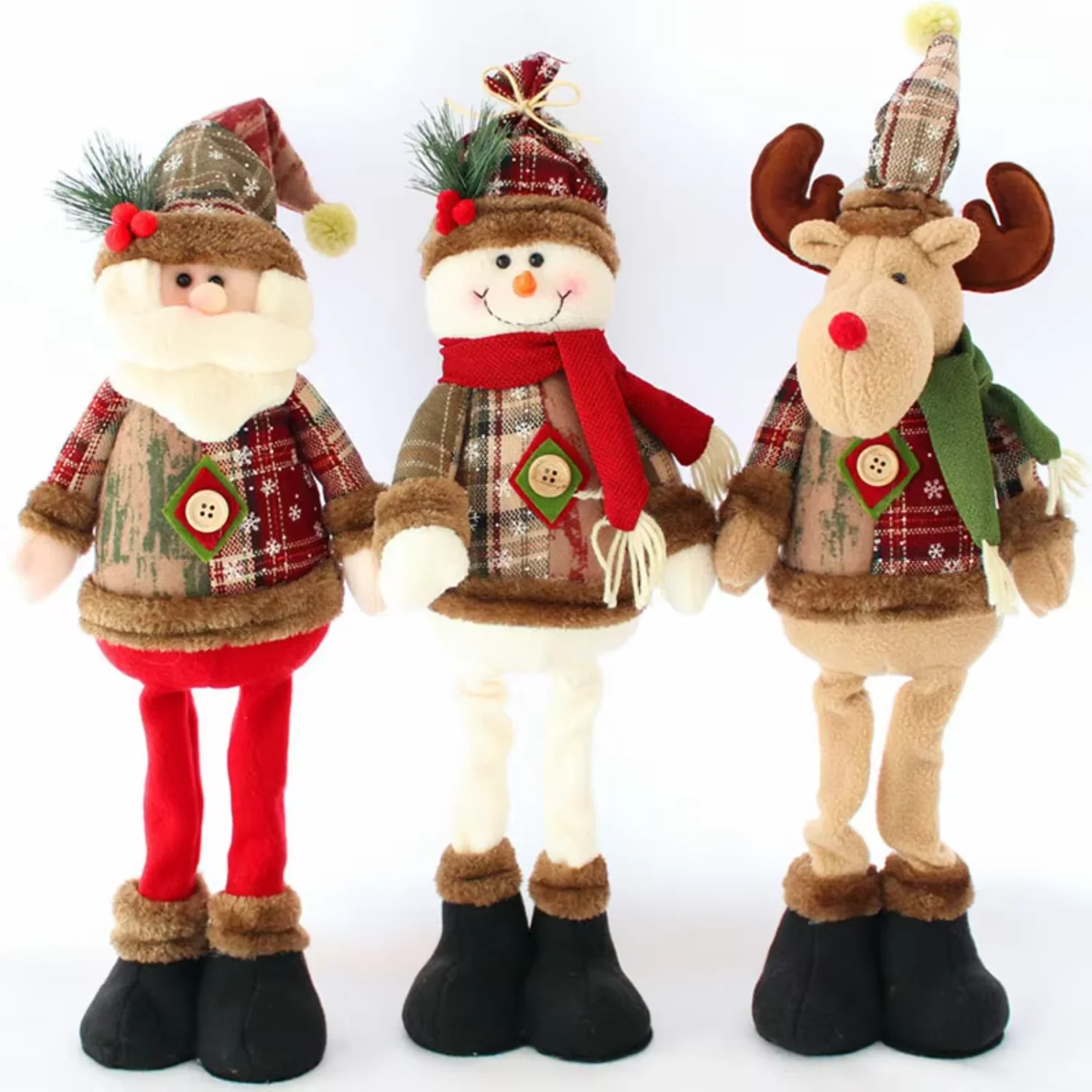 

Christmas Sitting Santa Claus Snowman Long Legs Table Fireplace Decor Plush Figurines