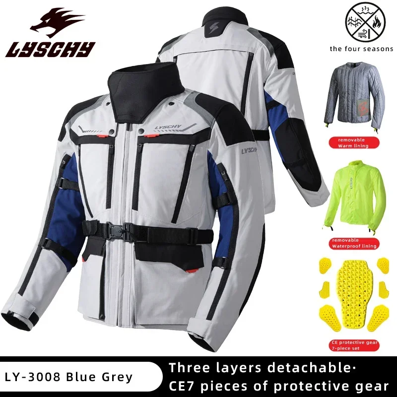 LYSCHY Motorcycle Jacket Pants Men Winter Waterproof Windproof Warm Breathable Motocross Jacket CE Anti-fall Off-road Rally Suit