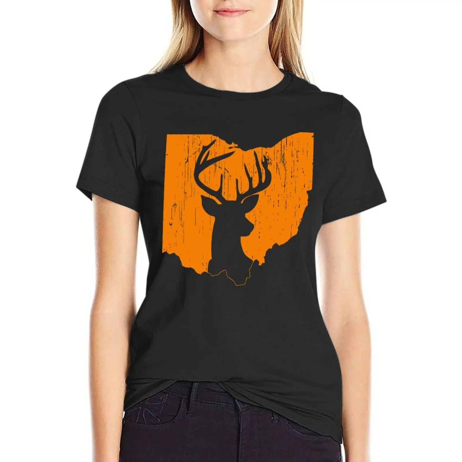 

Ohio Deer Hunting T-shirt animal print shirt for girls hippie clothes tops t-shirts for Women loose fit