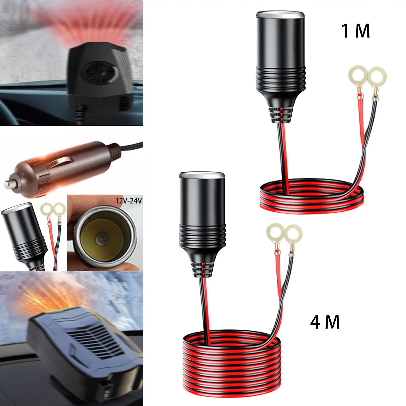 Cigarette Lighter Adapter Power Supply Cord Power Supply Adapter Easy Installation Harness Replacement 12V 24V Heavy Duty