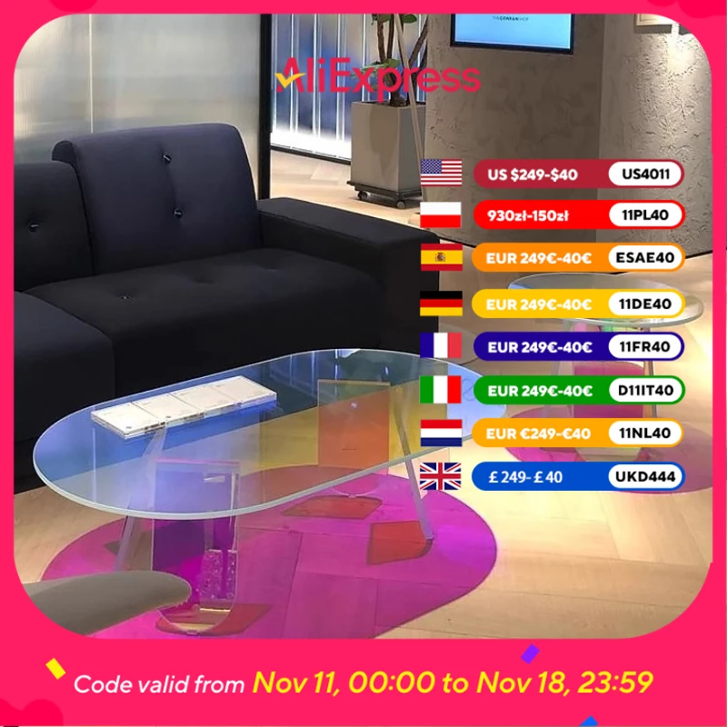 

Acrylic Coffee Table, Iridescent Acrylic End Table, Colorful Acrylic Side Table Mesa De Centro Sala Furniture Living Room