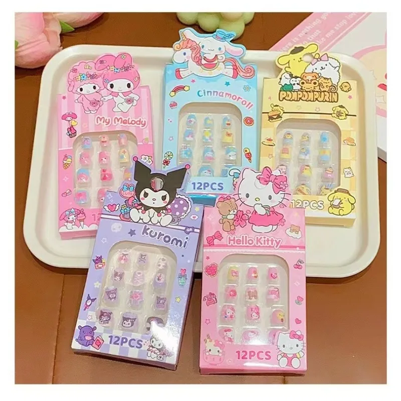 Sanrios Anime Kawaii Toy Pompom Purins Cinnamoroll Hellokittys Pochacco My Melody Kuromi Series Nail Stickers Christmas Gifts