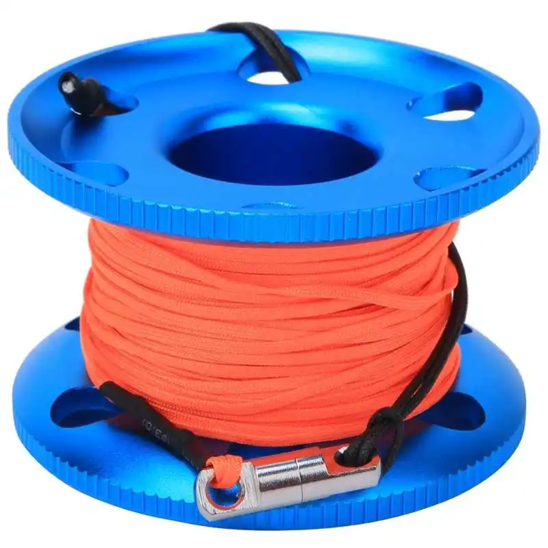 50 متر 30 متر بكرة من الفولاذ المقاوم للصدأ للغوص بكرة الاصبع مع خطاف مزدوج نهاية SMB معدات مغارة الغوص والغطس ملحق #5