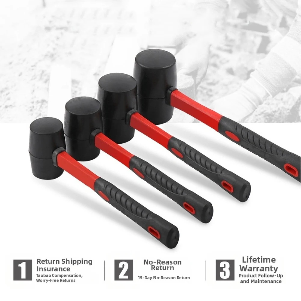 Rubber Mallet Hammer with Fiberglass Handle for Home Renovation Flooring Projects and Light Construction Tasks Non-Marking