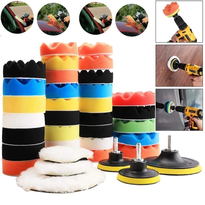 Car Polishing Pad Kit Esponja Polonês Pads Remover Arranhões Polindo Cera Limpeza Conjunto para Polidor Tampão Tool 3