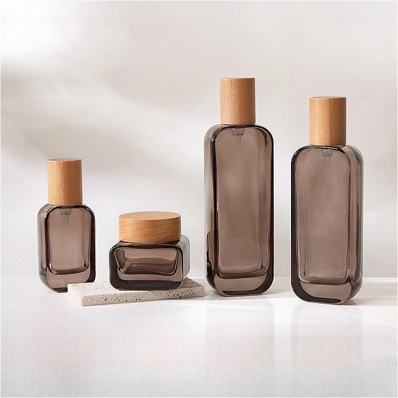 

10PCS 30/50/100/120ml Glass Lotion Pump Bottles, Press Dispenser for Essence Toner Face Cream, 30/50g Refillable Cosmetic Jars