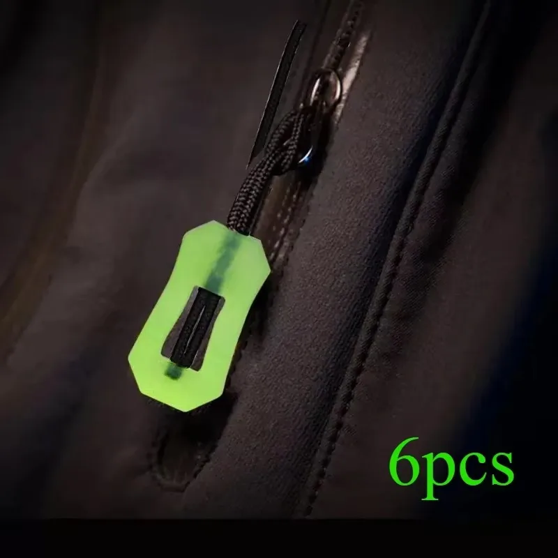 6Pcs Leucht Zipper Pull Seil Glow in The Dark Zipper Kopf Anti-verloren Rucksack Kleidung Jacken Slider DIY Reparatur kit Nähen Werkzeug – Detail 5