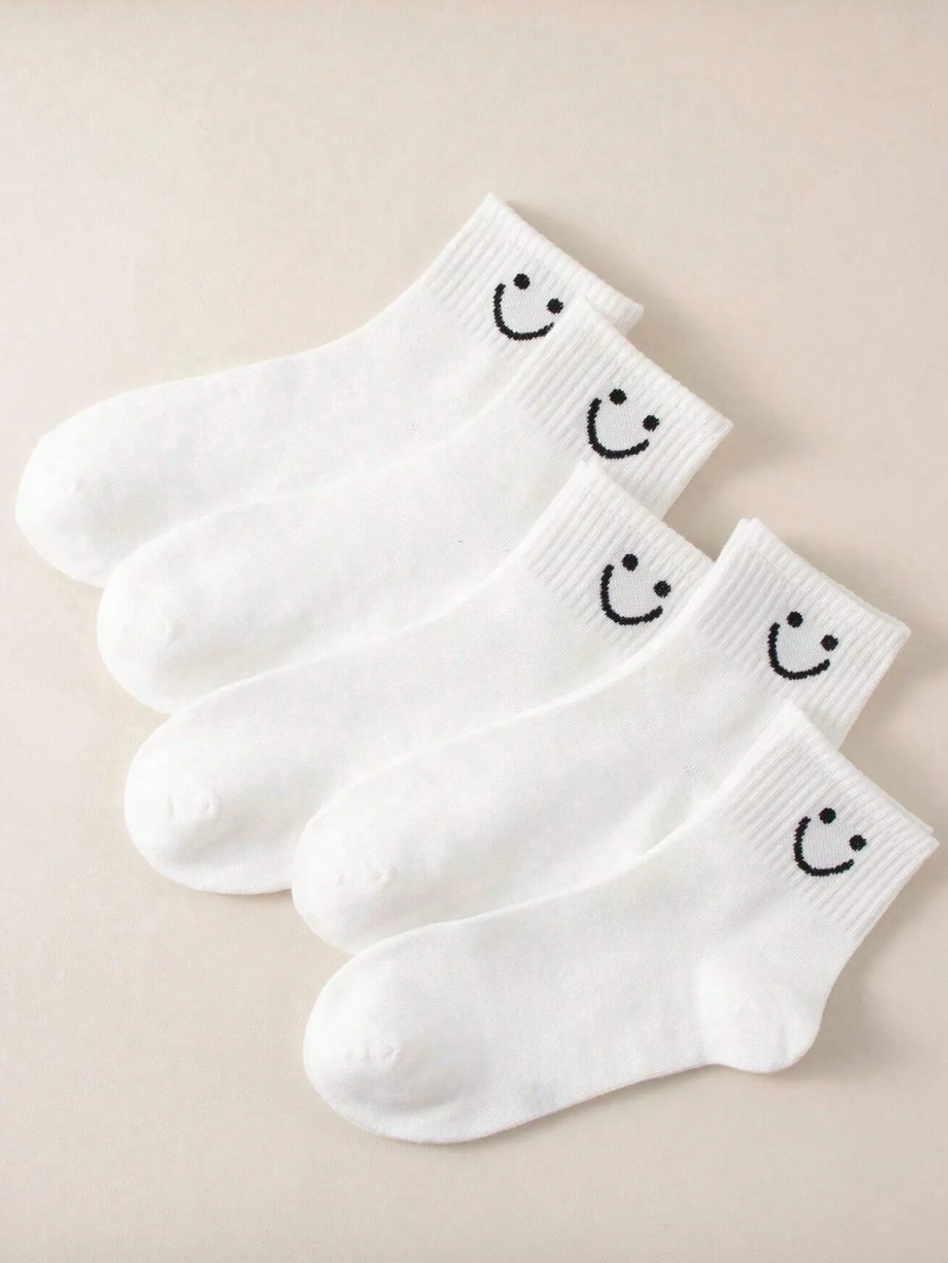 Kids Socks 5pairs Solid Color in White Ankle Socks for Children 3-16Y