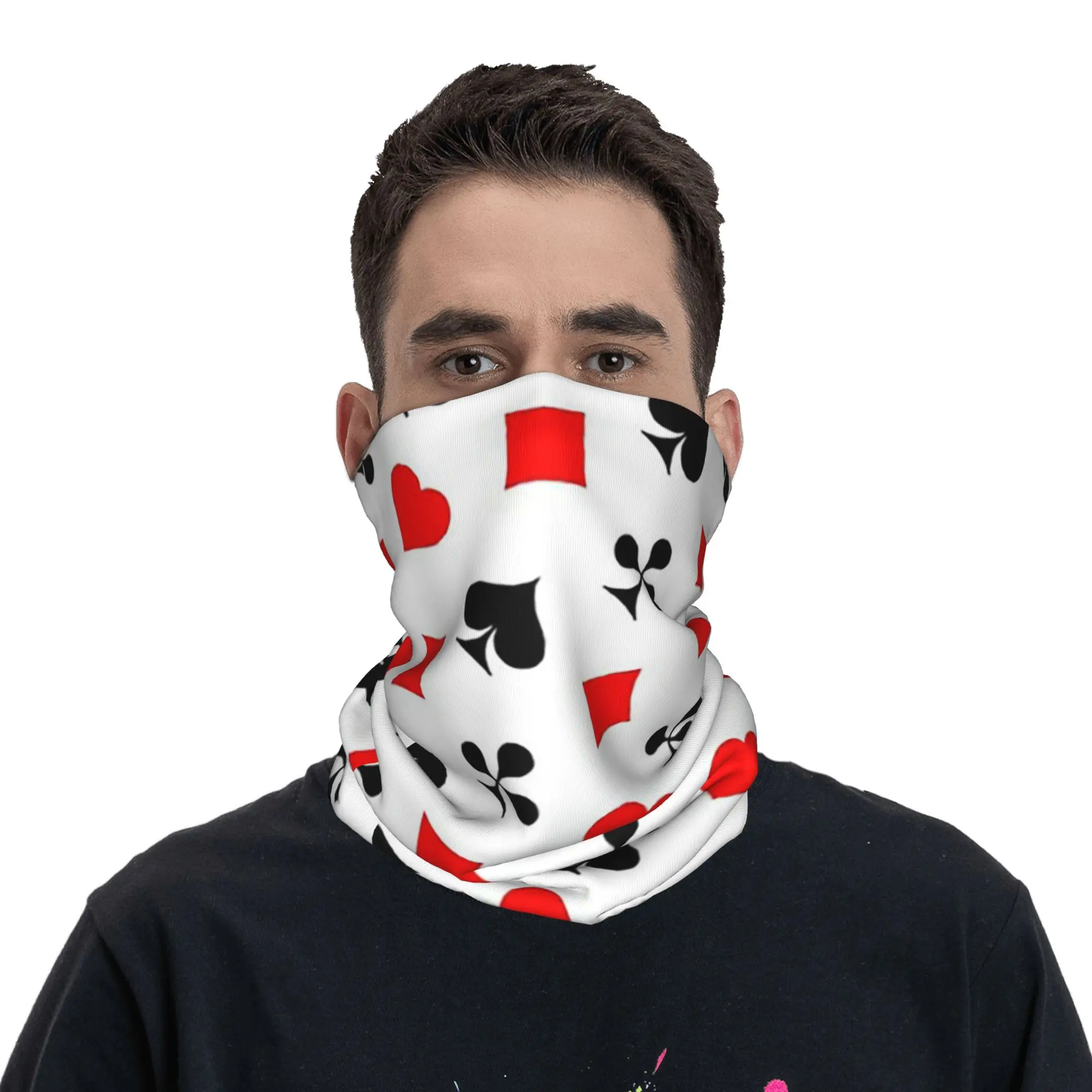Suit Poker Playing cards Background Bandana Neck Gaiter Printed Mask Scarf Multi-use Balaclava Hiking Fishing For Men Women