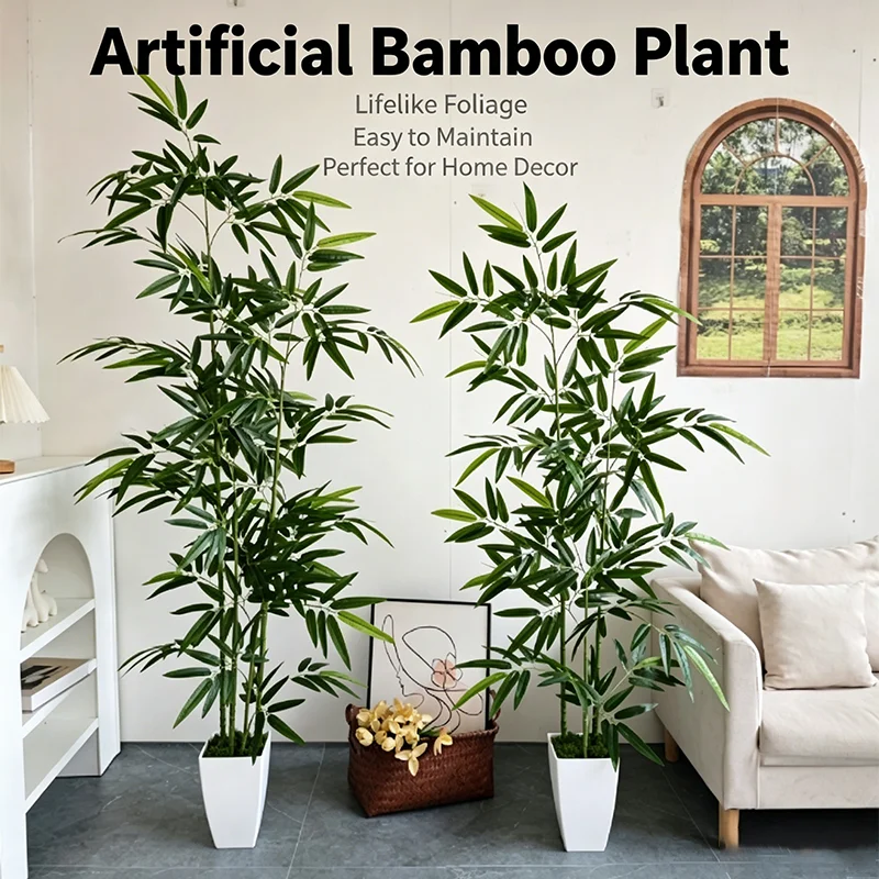 

160/180CM Artificial Bamboo Potted Plant, Faux Greenery for Modern Style Living Room Window Landscape 、Outdoor Decor