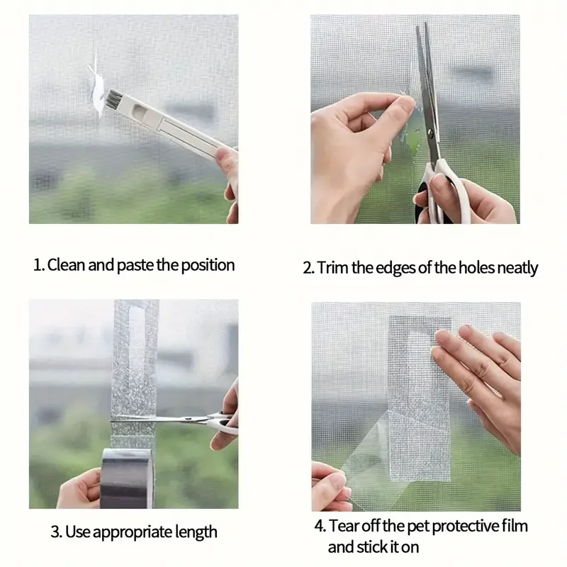 1 Rolls Black Screen Repair Tape Kit, Plastic Material, Non-Waterproof Window Mesh Adhesive Tape for Easy Fixing of Screen Tears