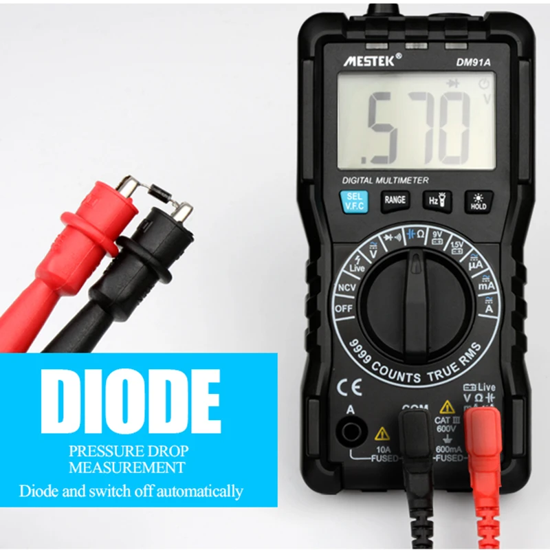 MESTEK DM91/DM91A/DM91S Digital Multimeter 9999 Count AC/DC Ammeter Voltmeter Ohm Voltage Meter HFE NVC Capacitance Tester