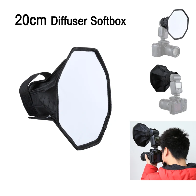 PULUZ 20cm Diffuser Softbox Octangle Style Foldable Soft Cloth Flash Light Cover For Canon Nikon Camera Diffuser Cap