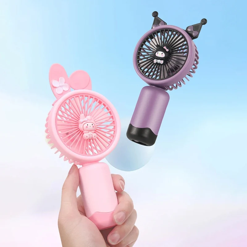 Sanrio Anime Summer Fan HelloKitty Kulomi Mobile Phone Stand Dual-purpose Mini Fan USB Charging Portable Handheld Fan Gifts Toy