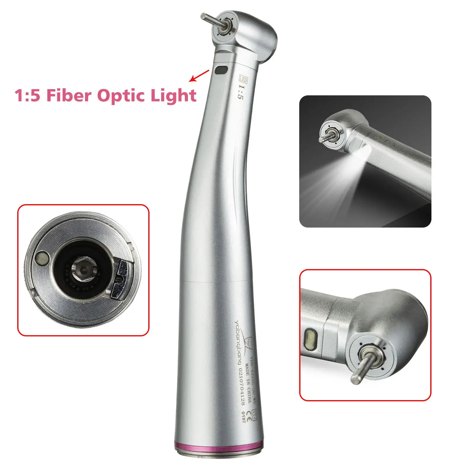 Dental High Speed Handpiece Push Button Air Turbine 2/4 Holes Fit NSK Pana Max /1:5 Fiber Optic Led Contra Angle Handpiece