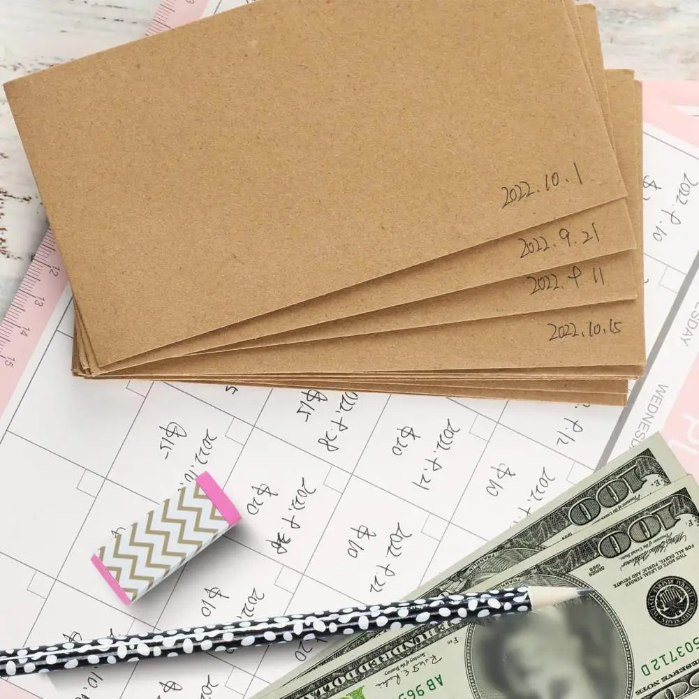 Kraft Paper Cash Pouches 50pcs Bright Color Cash Envelopes Wear Resistant Diy Coin Storage Containers