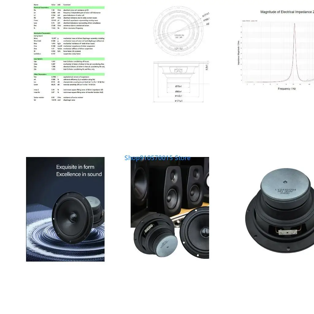 B95C 6.5in High Sensitivity 87dB Auditory Midrange Speaker IPX5 Waterproof For Outdoor Vehicles And DIY Projects