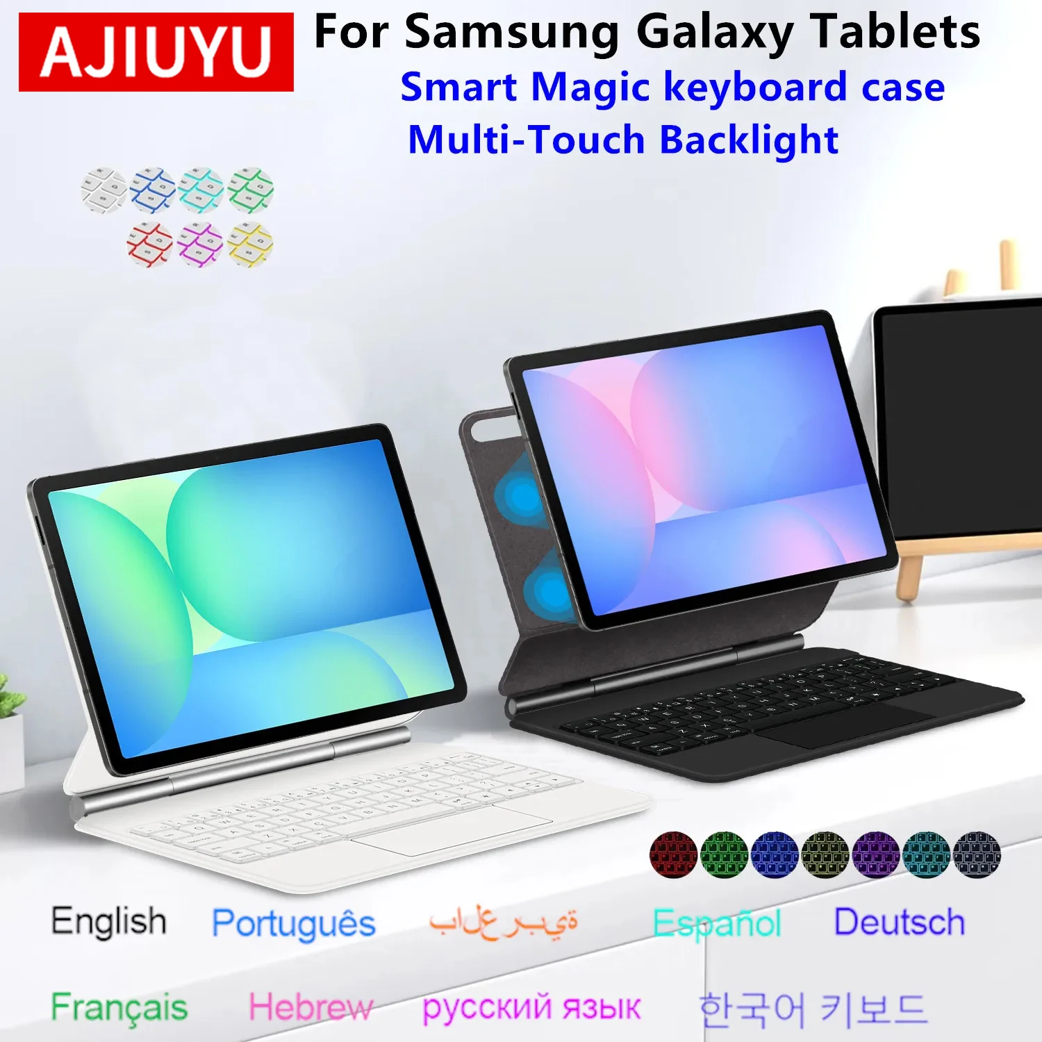 

Чехол с волшебной клавиатурой для Samsung Galaxy Tab S10 FE Plus 13,1 дюйма SM-X620 X626B Tab S10 S9 S8 S7 FE Plus Ultra Tablet Cover Funda