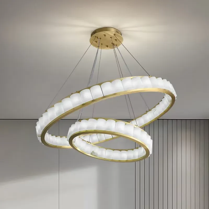 for APCITL Copper LED Chandelier with Adjustable Height for Living Room and Dining Room