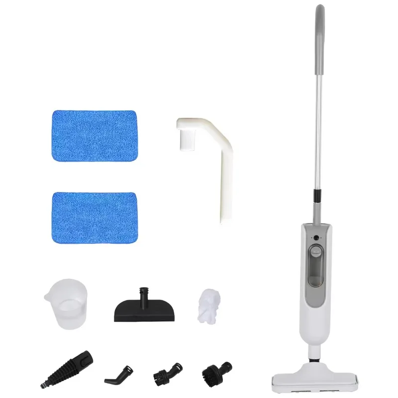 

Электрическая паровая швабра-очиститель с 10 насадками, 2 регулируемыми уровнями для уборки полов, ковров, плитки и швов в доме