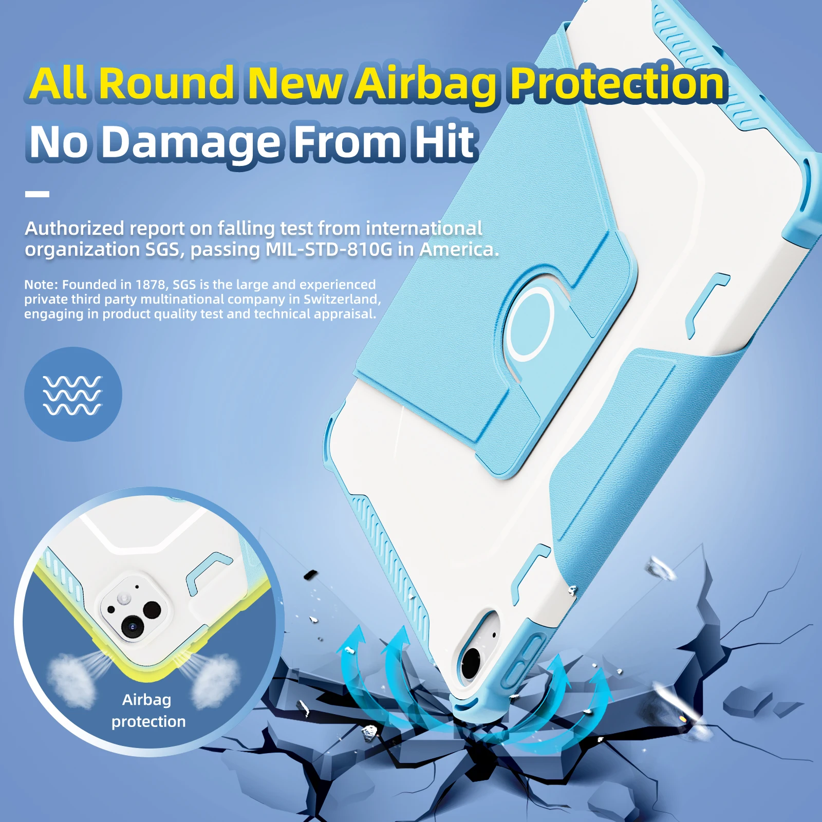 360 Degree Rotation For Armor Leather Tablet Cover For ipad air 11 m3 case 2025 ipad a16 case For 10/11th Gen 10.9 7 8 9 mini 7