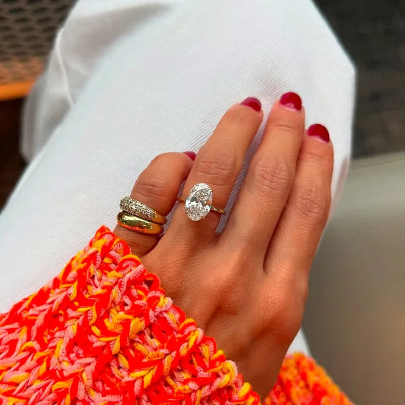 

14K Gold Valuable Lady Lab Diamond Ring 925 Sterling Silver Party Wedding Band Rings for Women Bridal Engagement Jewelry Gift