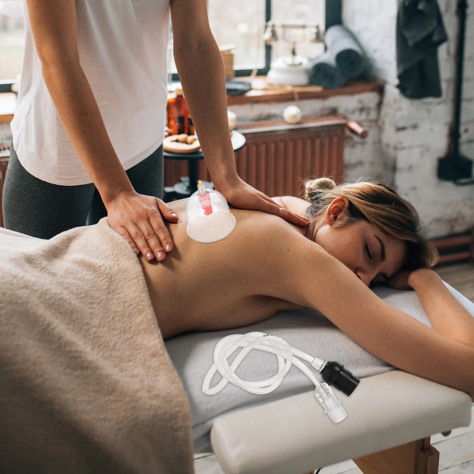 1 set 1 set Cupping-verlengbuis Universele rubberen vacuümslang voor cupping-machine Zuignap Glasaccessoires Massage