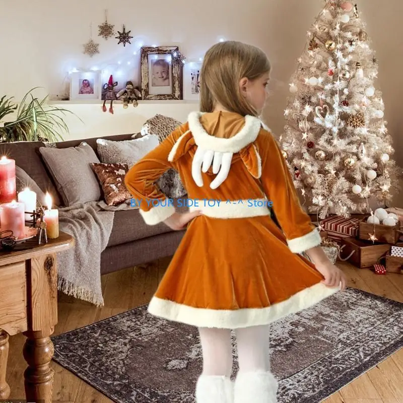

Girls Festival Outfit Christmas Santa Dresses School Stage Performances Clothes U6XE