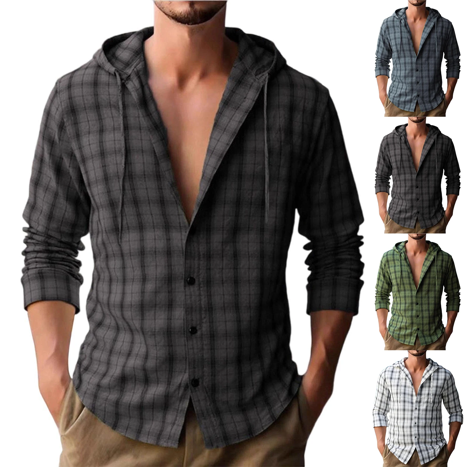 

YHOPE мужские клетчатые толстовки на пуговицах, повседневная рубашка с длинным рукавом, легкий пуловер для тренировок, топы, осенняя модная одежда