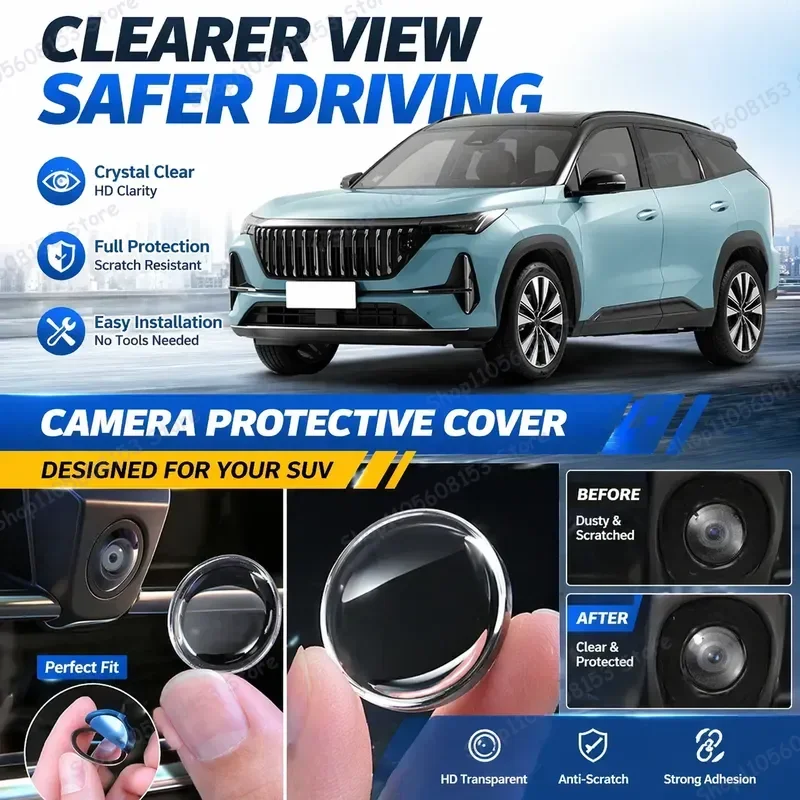 For Geely ATLAS L 2022 2026 360 Degree Reverse Camera Cover Anti Scratch PC Lens Protector Sticker Set 2 Pack Car Backup