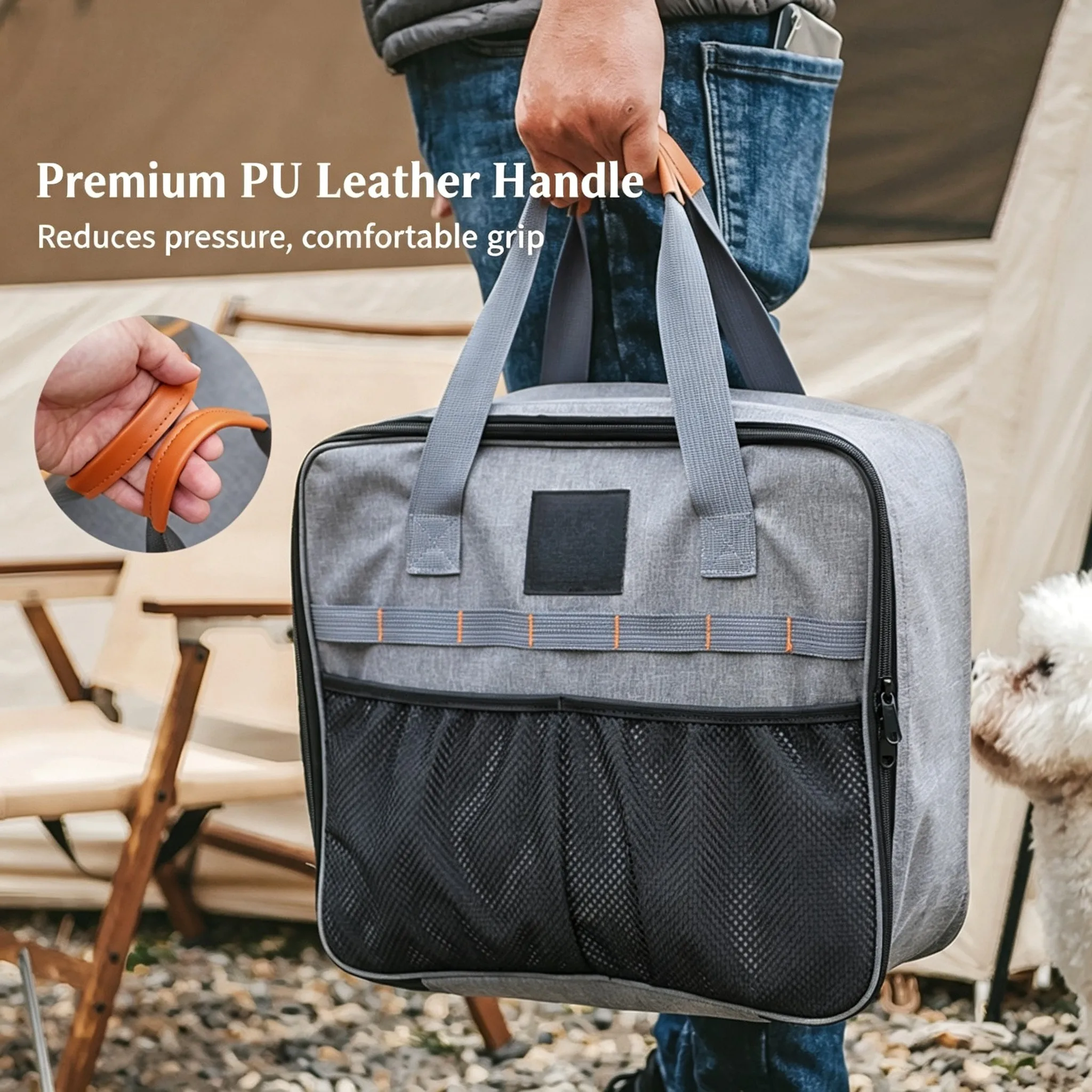 Water Resistant Gas Canister Storage Bag for Camping Stoves 320D Foldable Design with Secure Straps and Organized Compartments