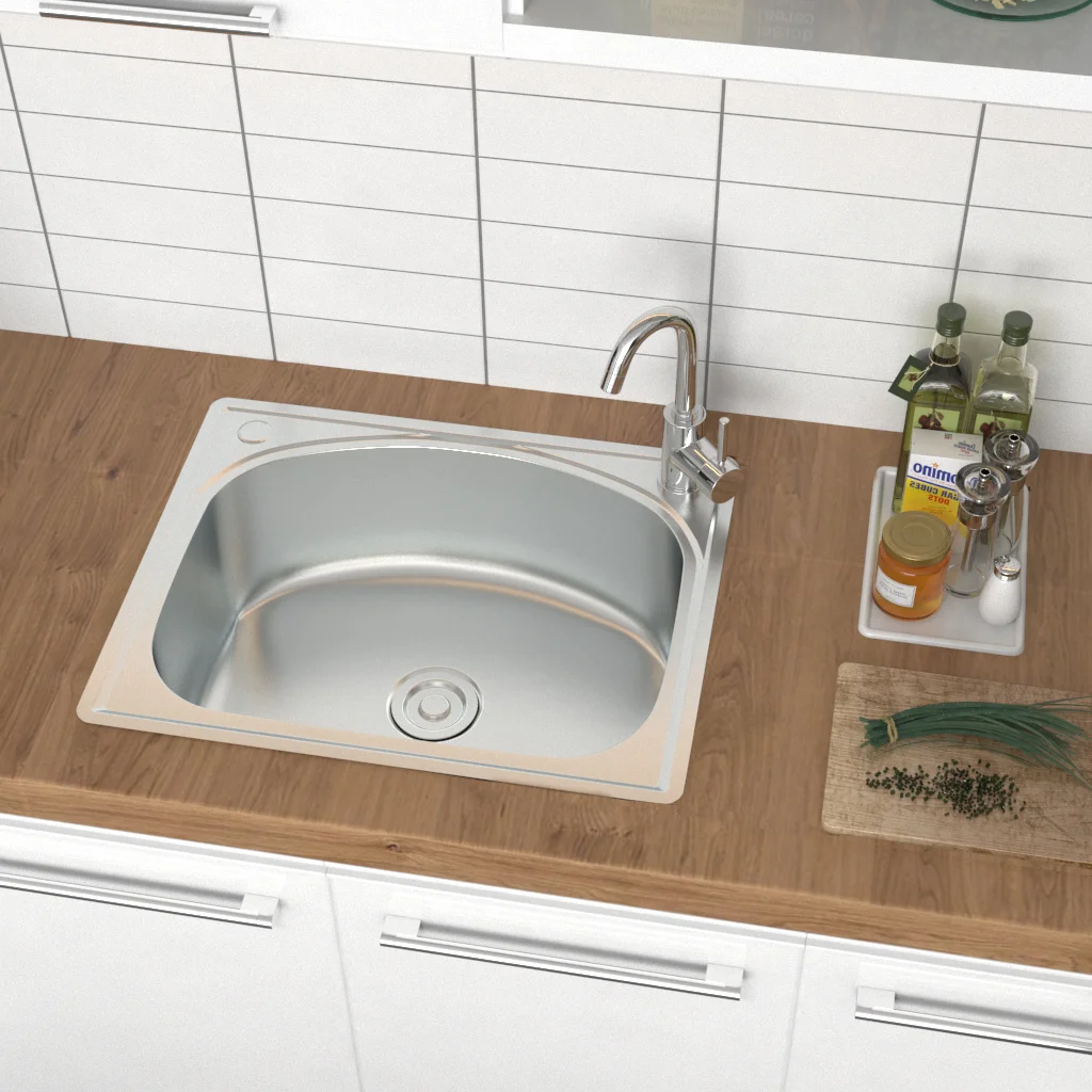 Stainless Steel Topmount Square Single Kitchen Sink