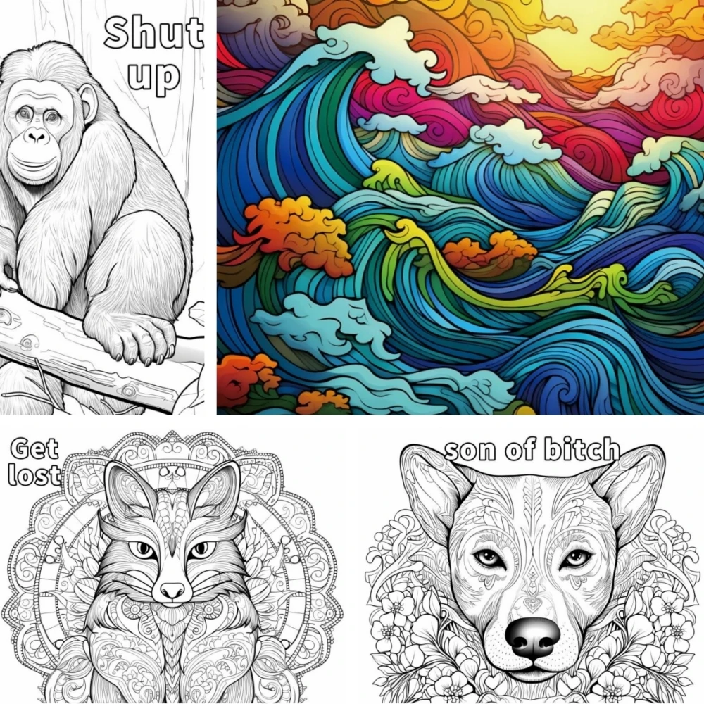 Книга-Раскраска с двойными страницами, 20 страниц